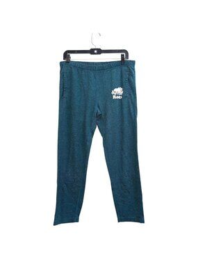 Roots Original Sweatpants Men's M Teal Cotton Fleece Logo Pull-On Slim Classic